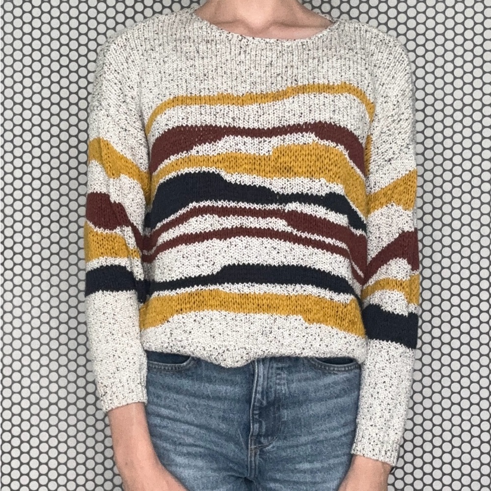 Lush Knit Striped Grey Sweater